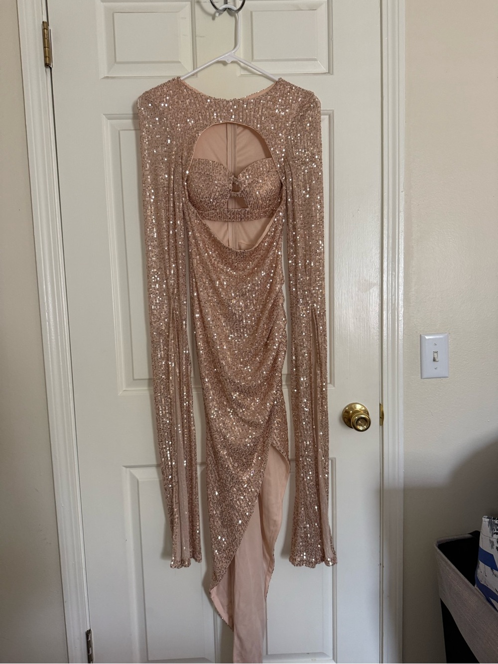 Sequin Rose Gold Cutout Dress